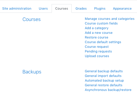 install moodle tabs courses
